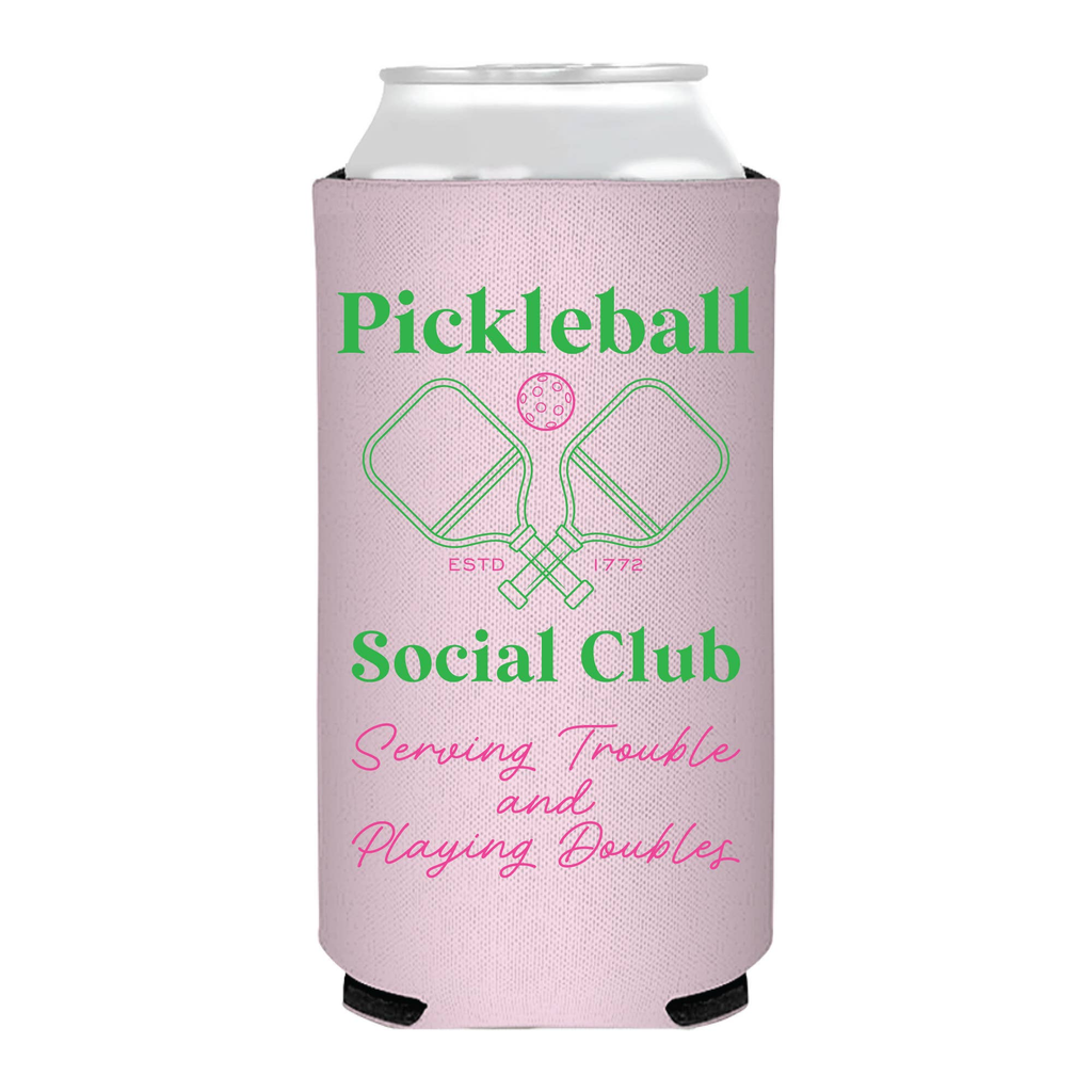 "Happy people play picklebal" pickleball bottle cooler.