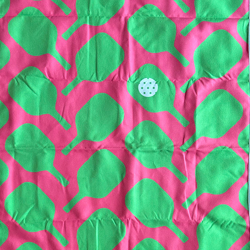 Pickleball Towel -Green & Pink Pickleball