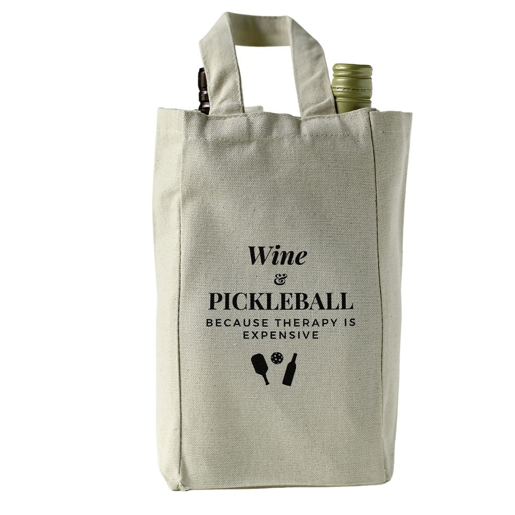 Pickleball Double Wine Tote Bag -Wine & Pickleball 